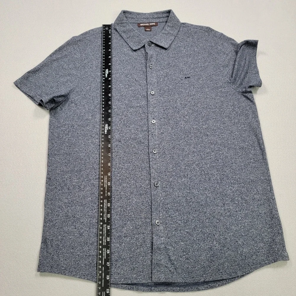 Men's Michael Kors Short Sleeve Button Down Shirt, Large, Blue Heather, PreOwned